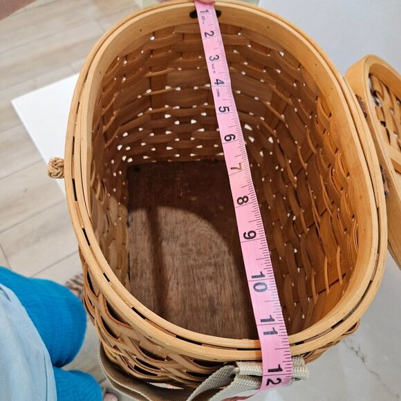 Northwood Woven Creel Fishing Basket Wildlife Print Hinged Lid, Adjustable Strap - Picture 5 of 11